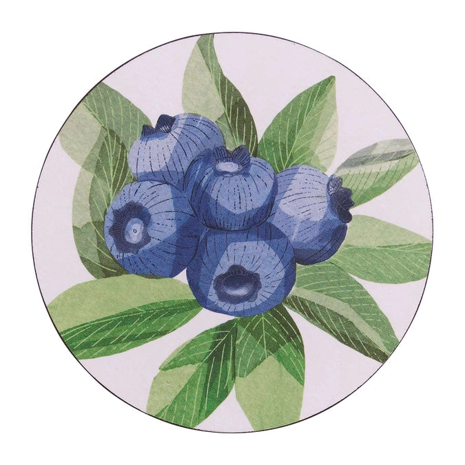 Blueberry Bunch Round Coasters, Set Of 4