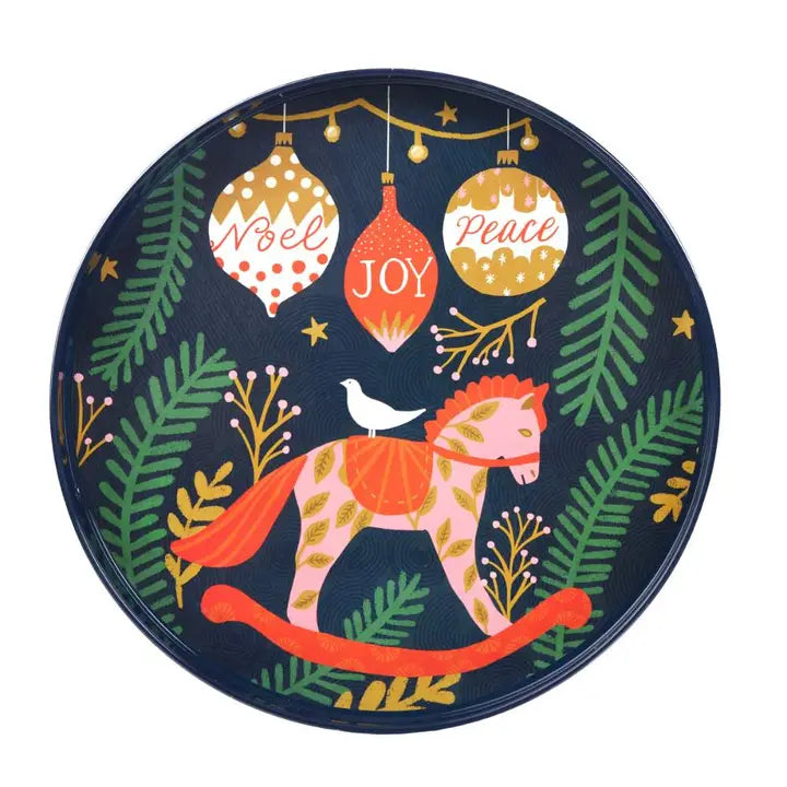 Holiday Horse 15" Round Tray