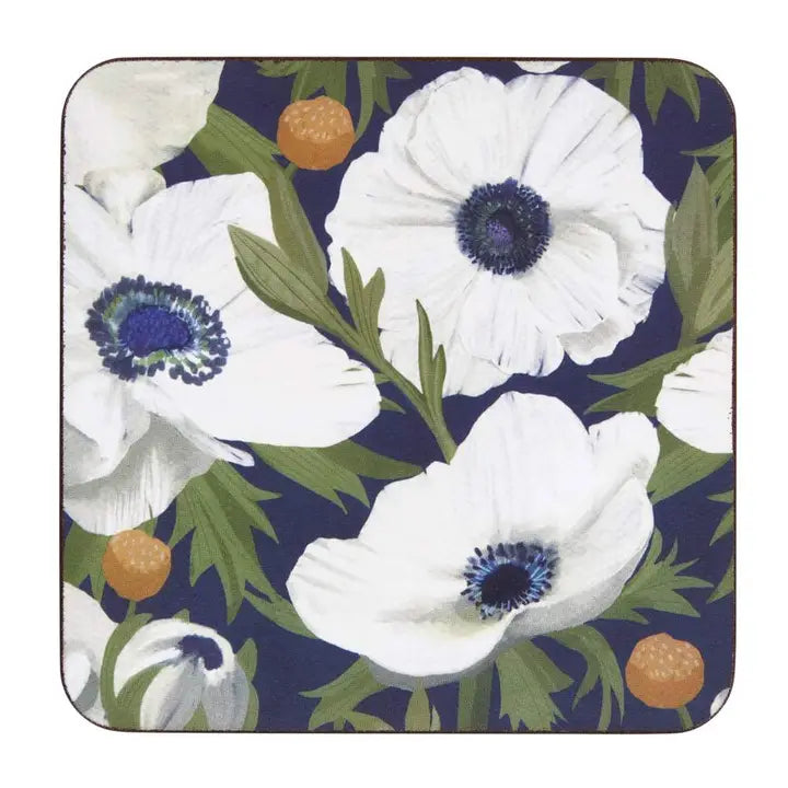 Anemone Poppy Square Coasters, Set Of 4