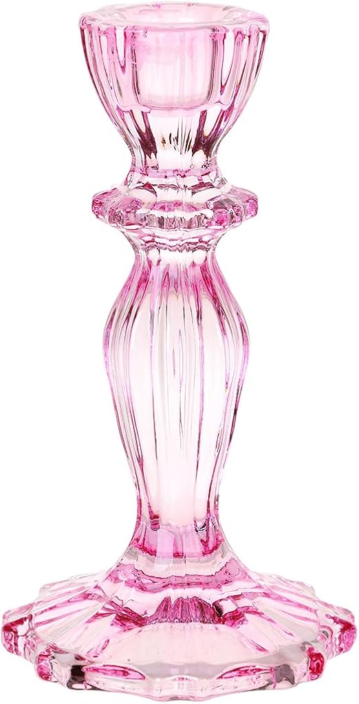 Pink Glass Candle Holder