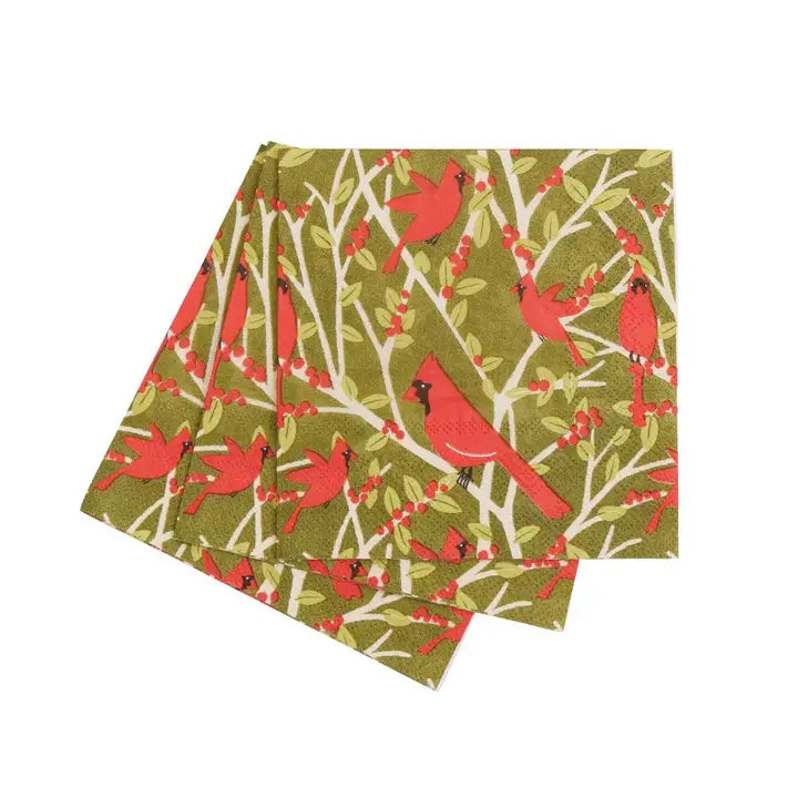 Red Cardinals Paper Cocktail Napkins, Pack Of 20