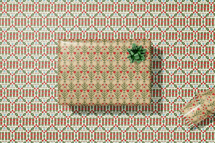 Holly Florals Double Sided Gift Wrap Sheets | Roll Of 3 Sheets