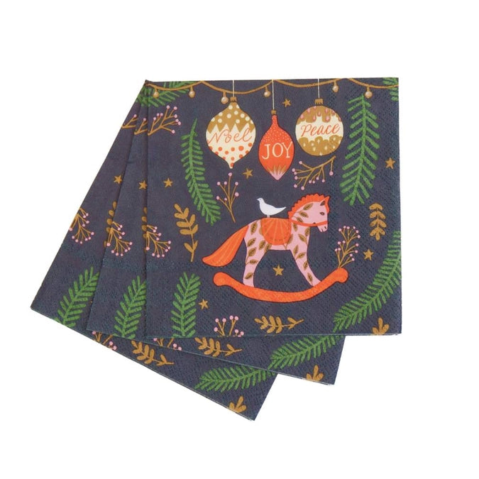 Holiday Horse Paper Cocktail Napkins, Pack Of 20