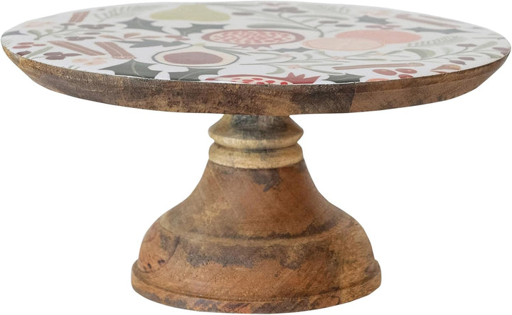 Fruit & Botanicals Enameled Mango Wood Pedestal