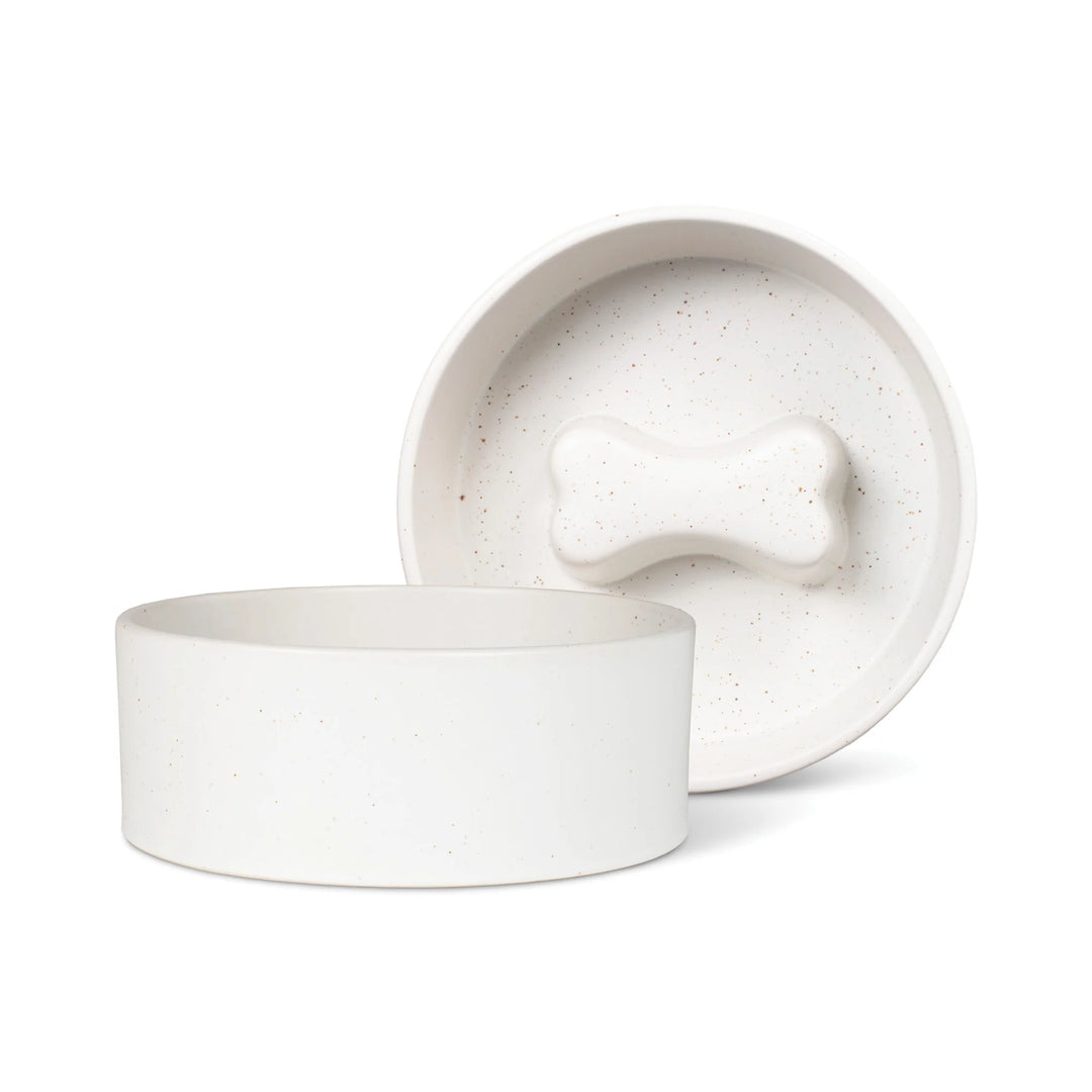 PETSHOP SPECKLED BONE MEDIUM SLOW FEEDER DOG BOWL