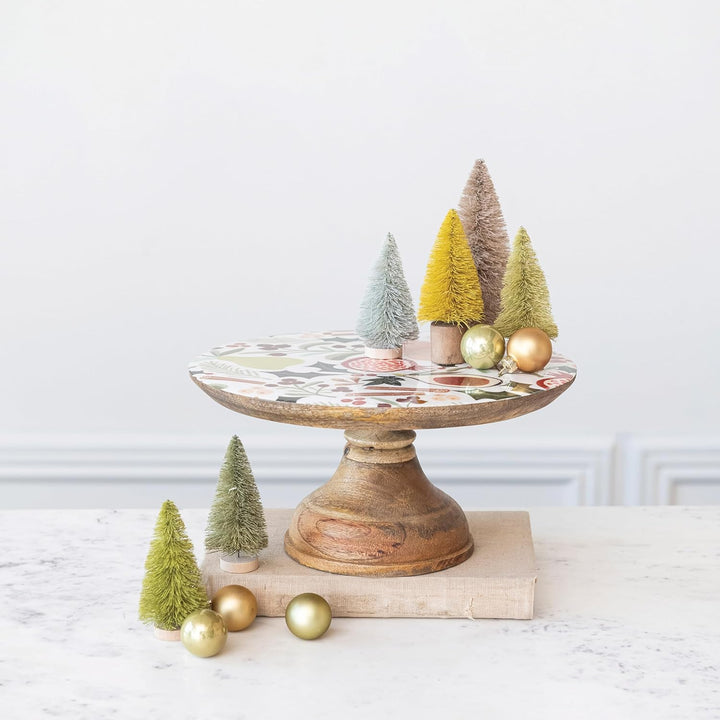 Fruit & Botanicals Enameled Mango Wood Pedestal