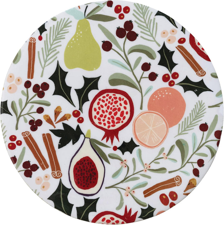 Fruit & Botanicals Enameled Mango Wood Pedestal