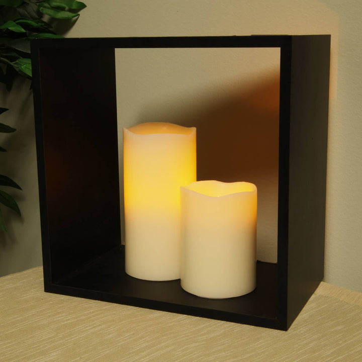 Ivory Wax Flameless LED Pillar Candles with Melted Top