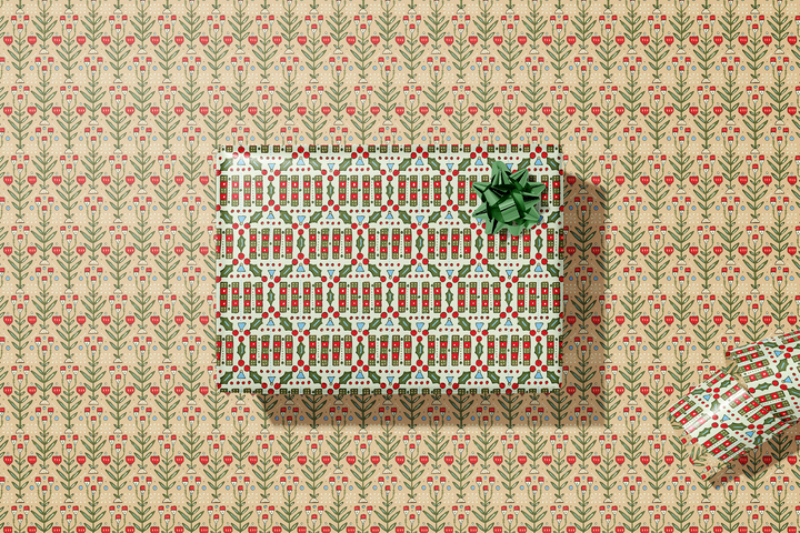 Holly Florals Double Sided Gift Wrap Sheets | Roll Of 3 Sheets