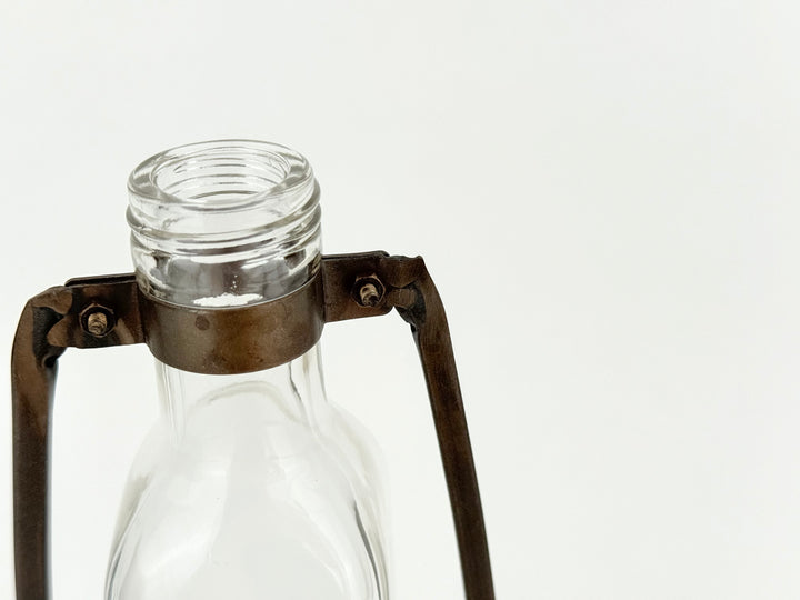 Glass Bottle Vase with Metal Stand