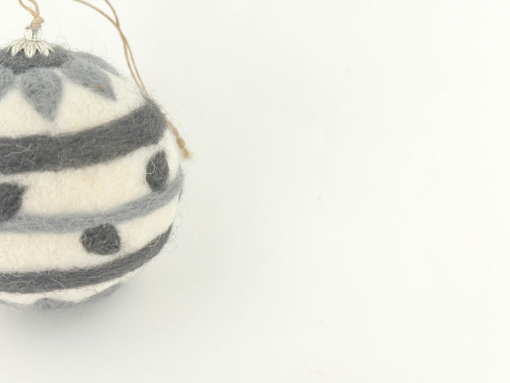 Gray Nordic Ball Ornament