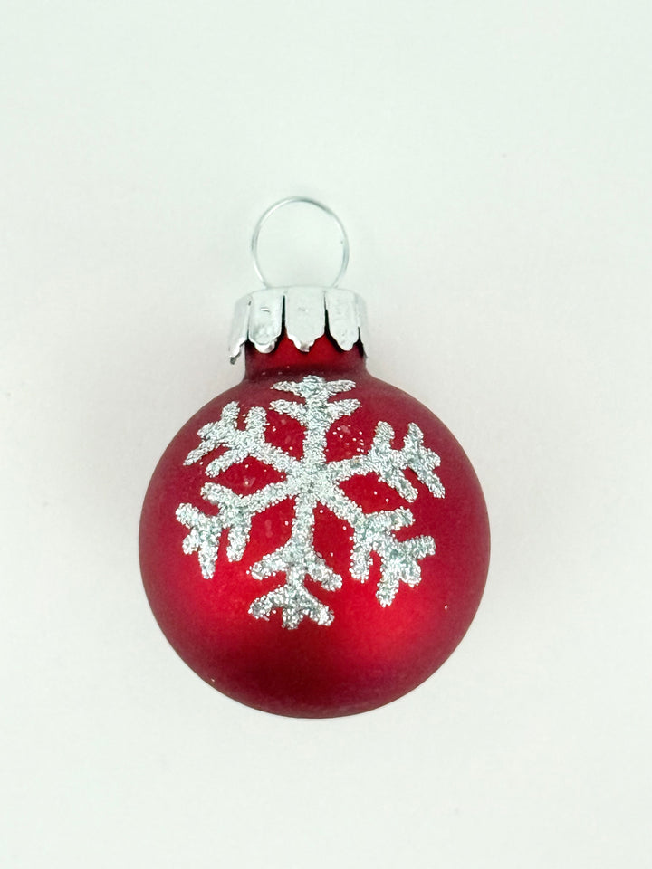 Mini Red Snowflake Glass Ornaments, Set Of 12
