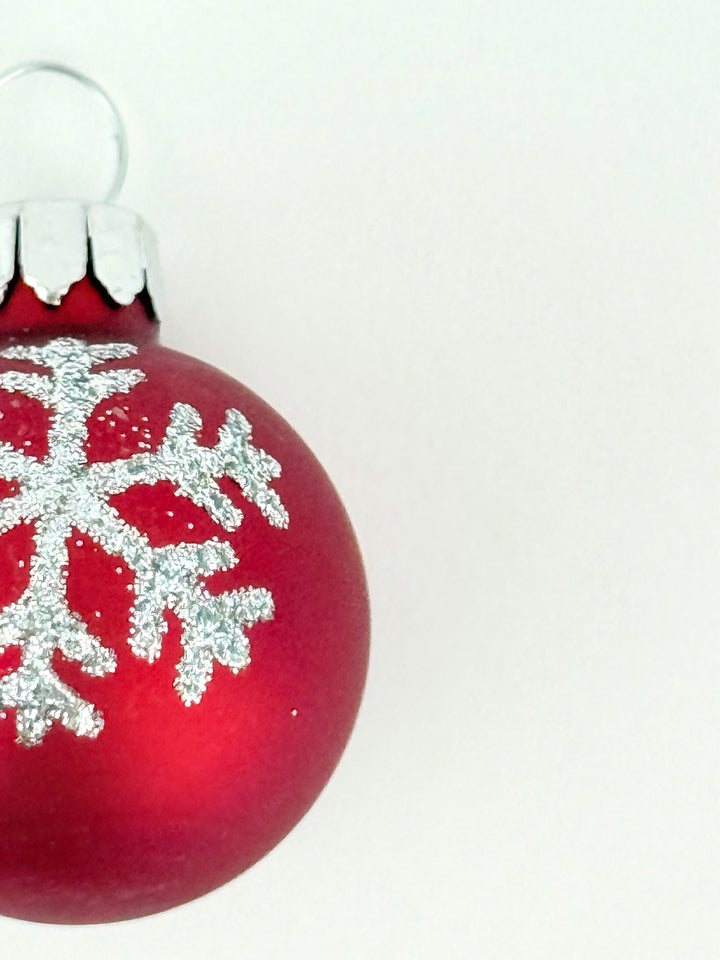 Mini Red Snowflake Glass Ornaments, Set Of 12