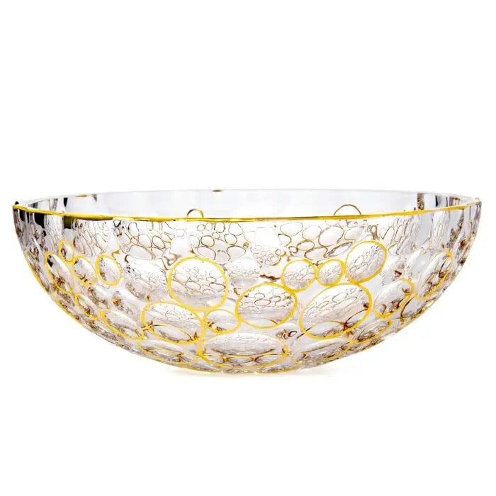 Vintage Bohemian Print Hand-Painted Glass Fruit Bowl