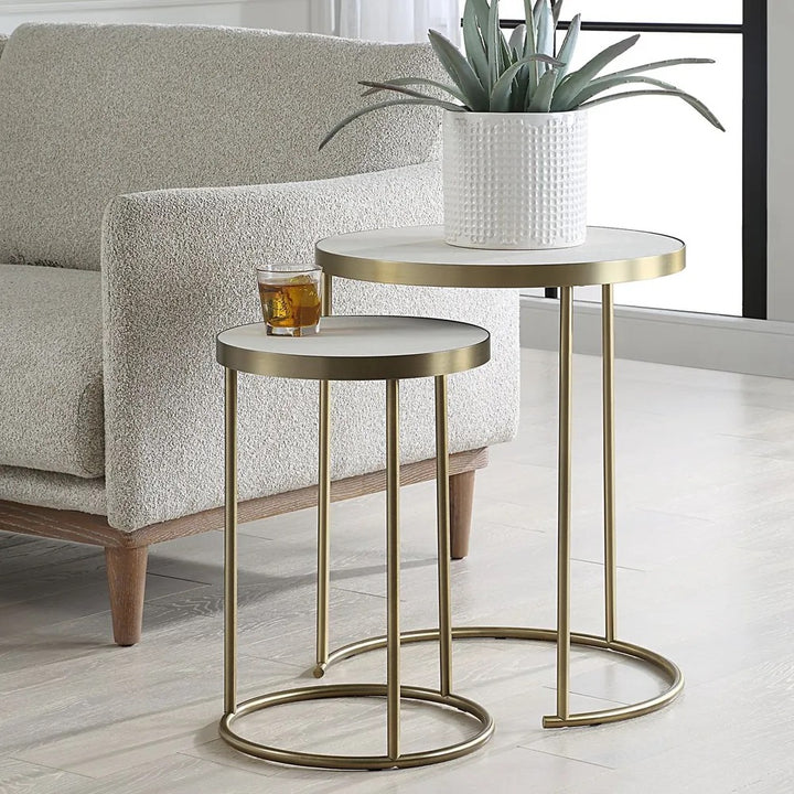 Aragon Nesting Tables, Set Of 2, White