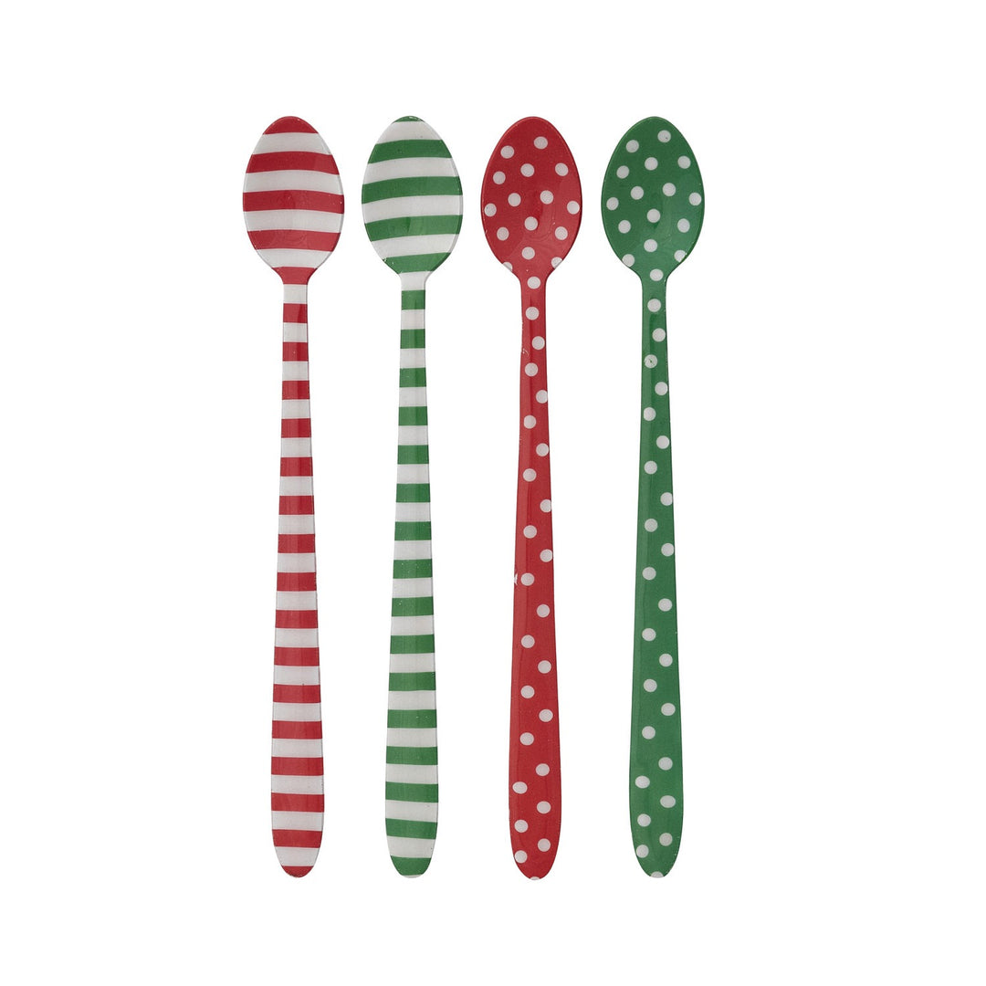Enameled Stainless Steel Holiday Cocktail Spoon