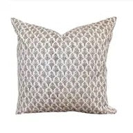 Neutral Fleur De Lis Block Print Pillow, 20" x 20"
