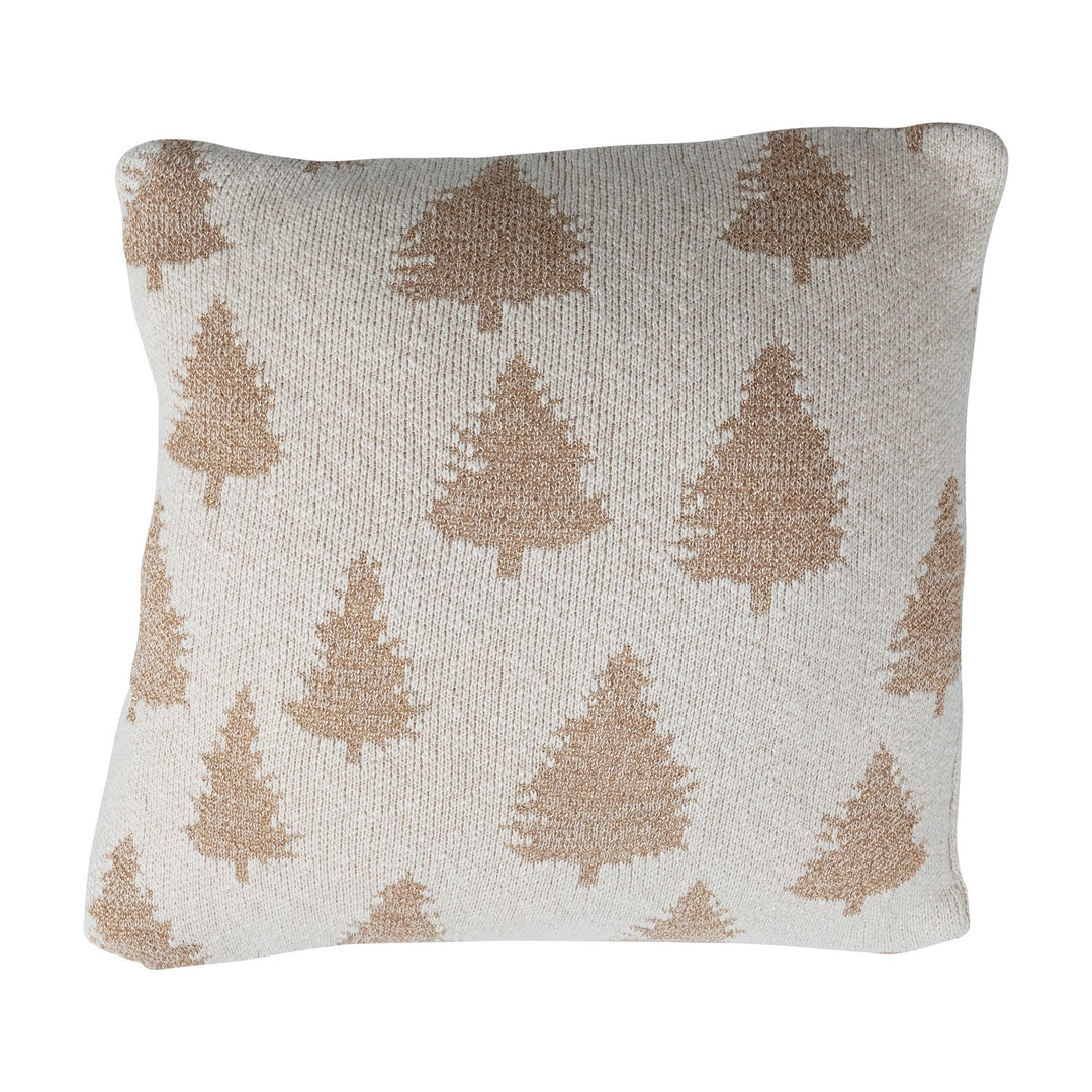 Metallic Gold Trees Cotton Knit Pillow, 20"