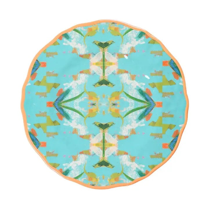 English Garden Turquoise Melamine Dinner Plates, Set Of 4