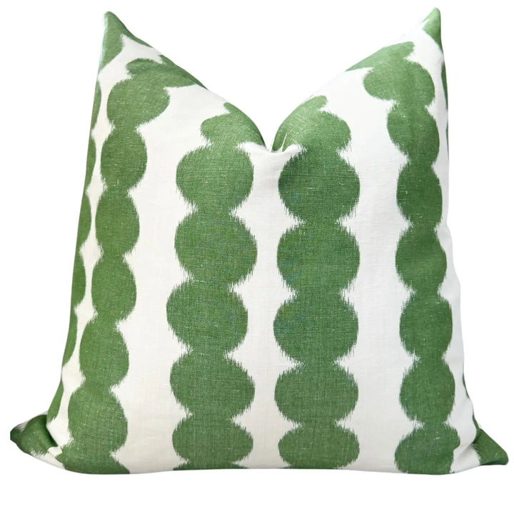Hadley Green Circle Stripe Designer Pillow, 20" x 20"