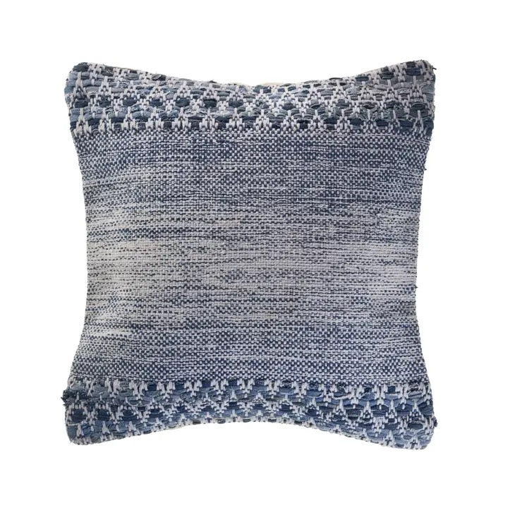 Blue and Ivory Textured Throw Pillow, 20" x 20"
