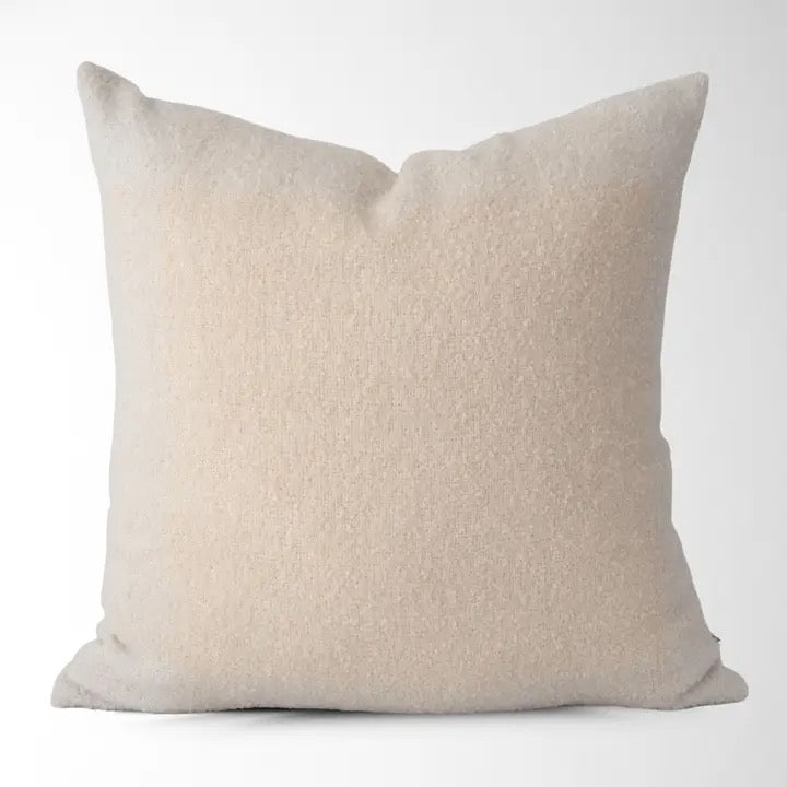 Oden Textured Boucle Pillow With Cream Border, 22" x 22"