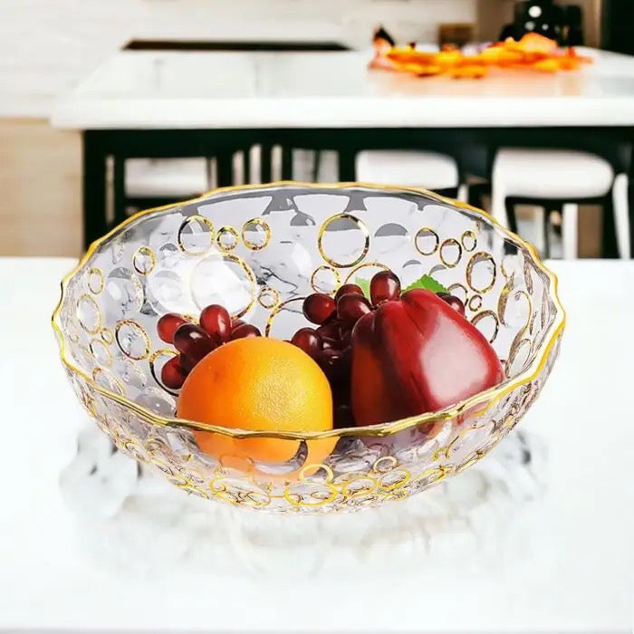 Vintage Bohemian Print Hand-Painted Glass Fruit Bowl