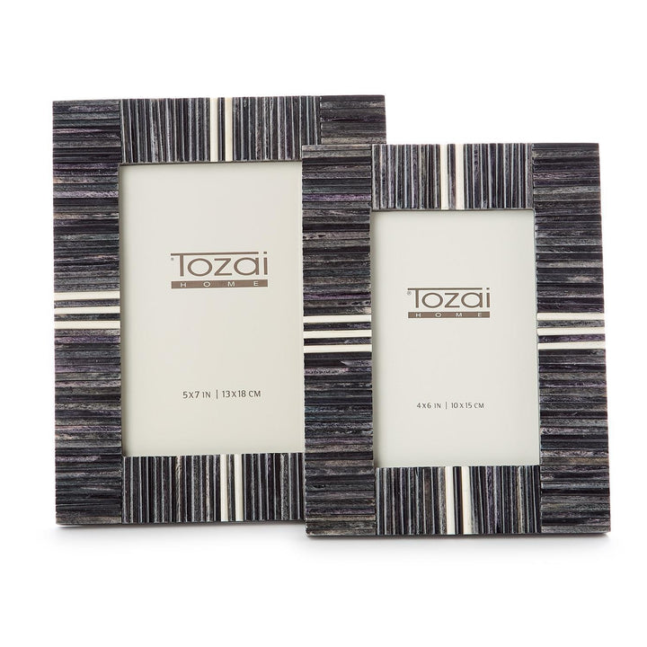 Grey Stacks & Stripes Ivory Inlay Picture Frame