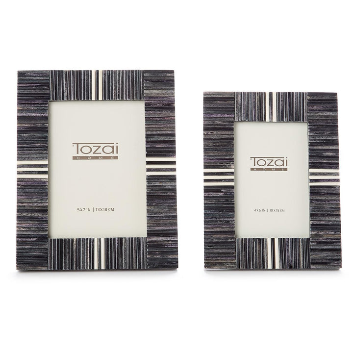 Grey Stacks & Stripes Ivory Inlay Picture Frame