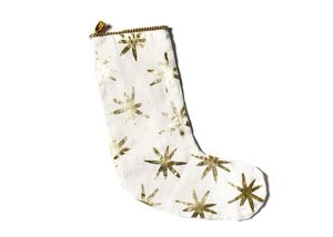 Gold Star Stocking With Beaded Trim