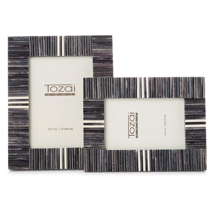 Grey Stacks & Stripes Ivory Inlay Picture Frame