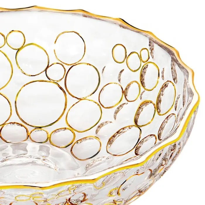 Vintage Bohemian Print Hand-Painted Glass Fruit Bowl