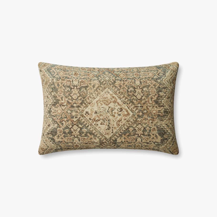 Slate/Sand Lumbar Pillow, 13" x 21"