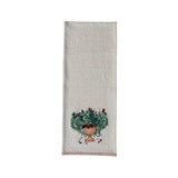 Hand-Embroidered Urn With Flowers Cotton Canvas Table Runner