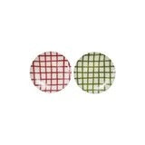 Hand-Painted Grid Pattern Stoneware Plate