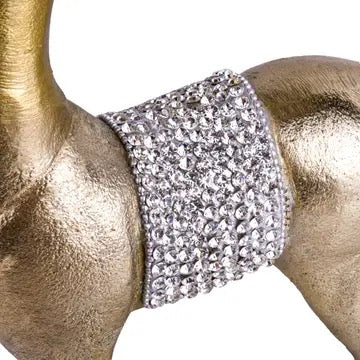 Golden Metal Reindeer Figurine With Crystals