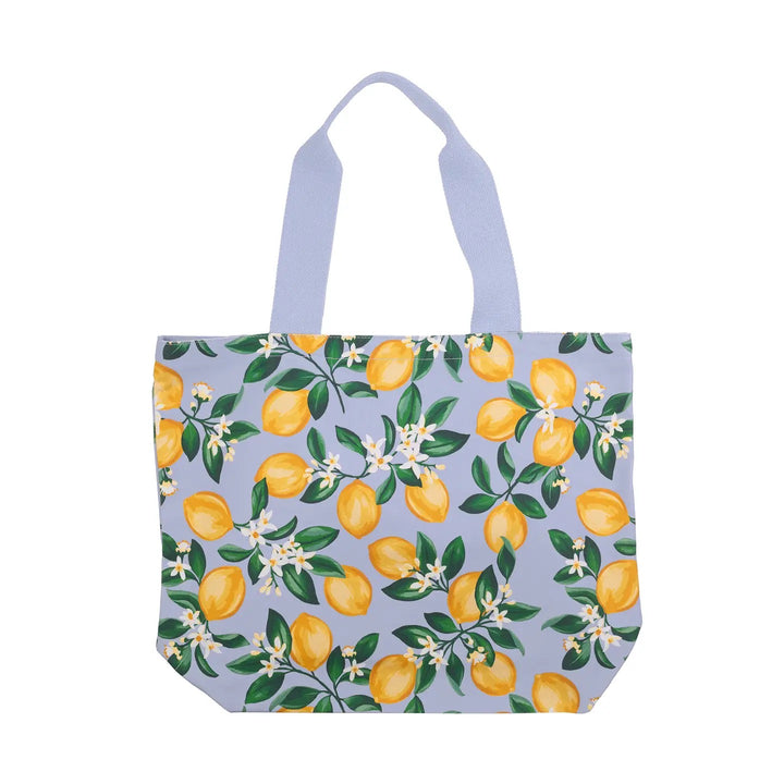 Lemon Print Canvas Tote