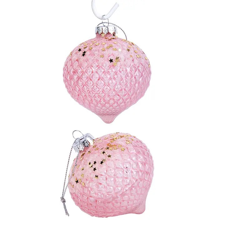Pink Onion Glass Ornament