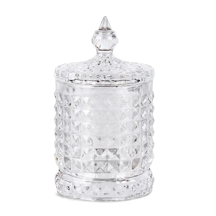 Clear Glass Relief Small Jar With Lid