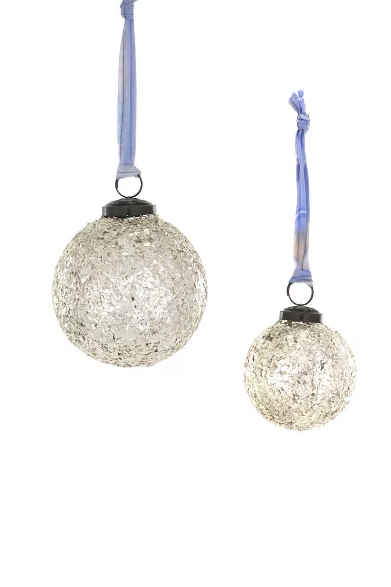 Silver Crushed Glass Bauble