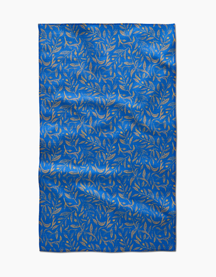 Hanukkah Leaves Gold Tea Towel