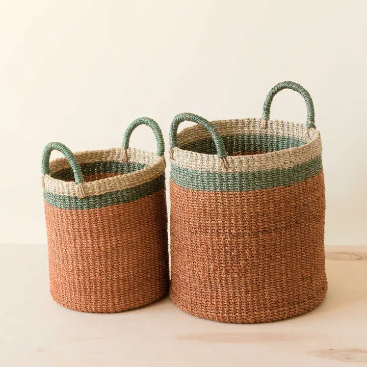 Orange Coral Basket with Handle