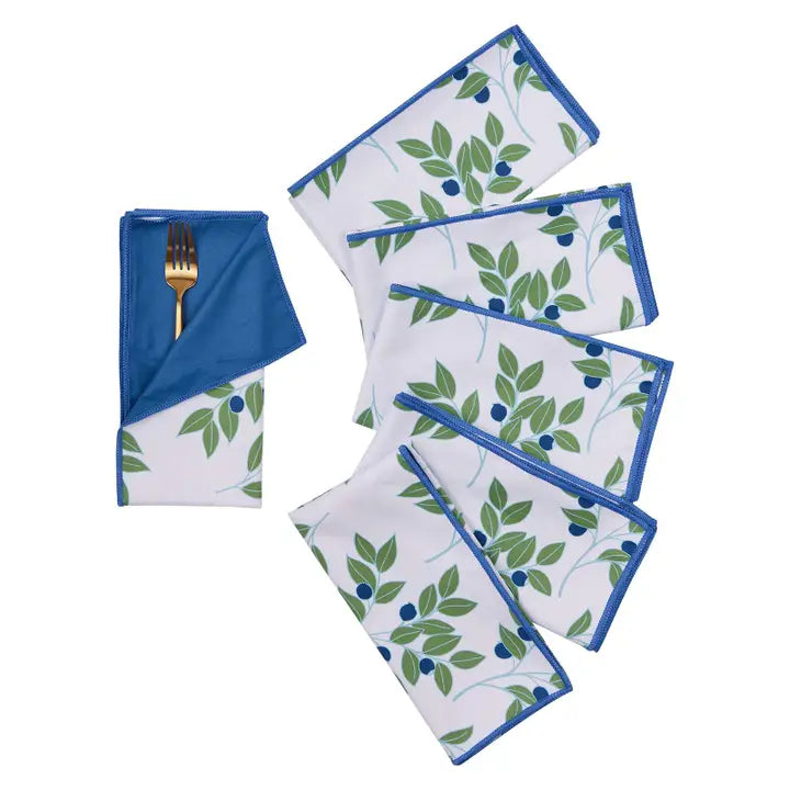 Blueberries Blu Dinner Napkins, Set Of 6