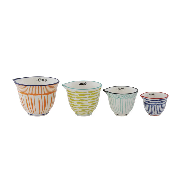 Hand-Stamped Stoneware Measuring Cups