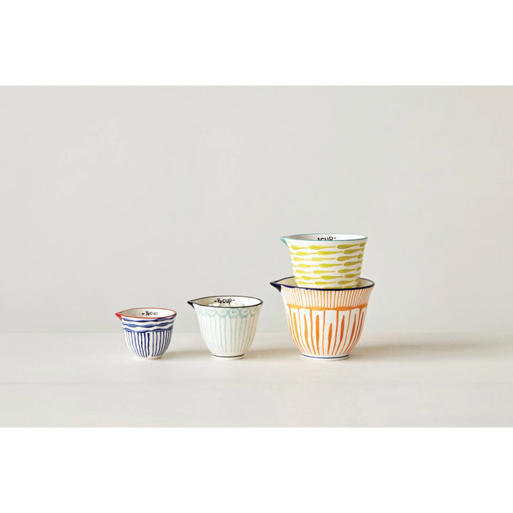Hand-Stamped Stoneware Measuring Cups