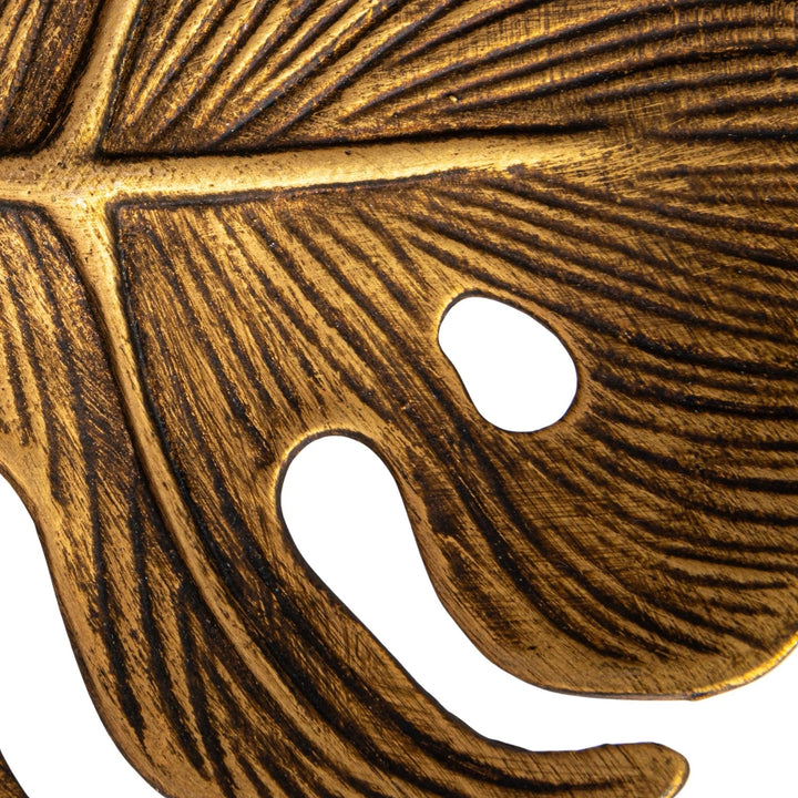 Decorative Pewter Monstera Leaf, Antique Gold