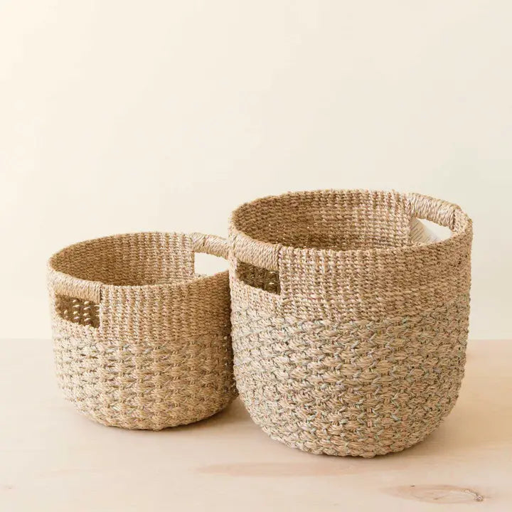 Grey + Natural Round Bottom Basket