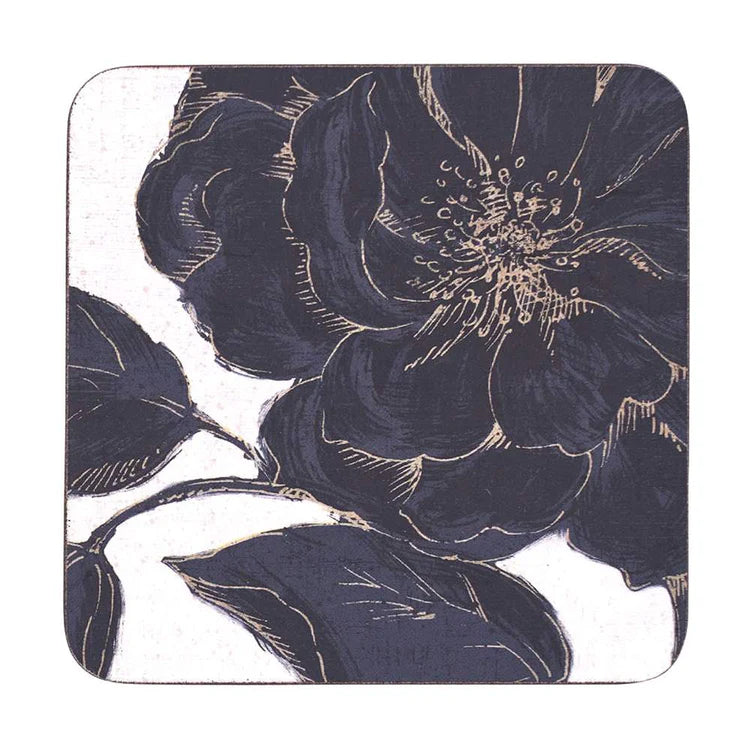 Indigo Garden Square Coasters, Set Of 4