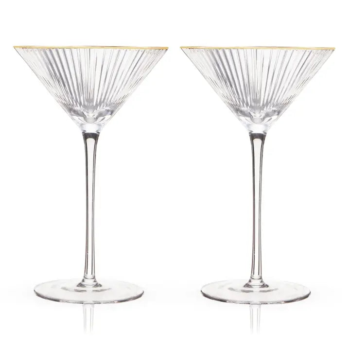 Deco Meridian Gold-Rimmed Crystal Martini Glass