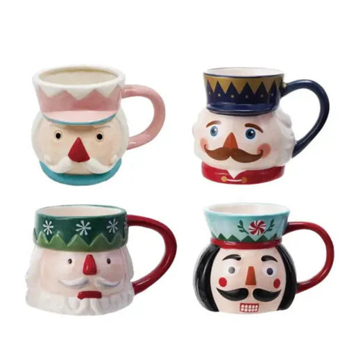Hand-Painted Nutcracker Stoneware Mug, 12 Ounces